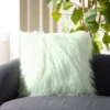 Safavieh Caelie Mint Faux Fur Decorative Throw Pillow, 20" x 20" -Safavieh Furniture GUEST 00d3b48e 3ea3 475f 8411 82d7c92f493a