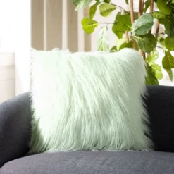 Safavieh Caelie Mint Faux Fur Decorative Throw Pillow, 20" x 20"