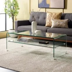 Safavieh Brioni Clear Tempered Glass Coffee Table with Storage Shelf