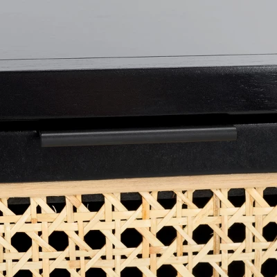 Safavieh Yunis 1-Drawer and Open Shelf Nightstand in Black and Rattan 10 Safavieh Yunis 1-Drawer and Open Shelf Nightstand in Black and Rattan - Image 8