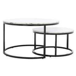 Safavieh Peppino Round Nesting Coffee Table Set - White Faux Marble -Safavieh Furniture GUEST 03d57c8c 1807 4e6f 9fdc 3a6ddf09d77f