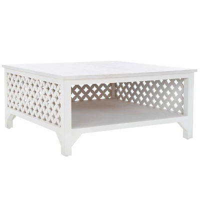 Safavieh Squall Square Coffee Table with Storage - White Washed Finish 5 Safavieh Squall Square Coffee Table with Storage - White Washed Finish - Image 3