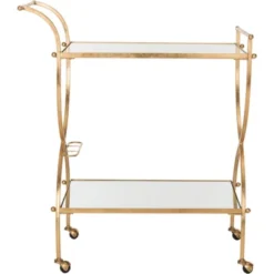 Safavieh Lucretius Bar Cart - Forged Iron & Mirrored Glass Serving Cart -Safavieh Furniture GUEST 05b7b5ca a1de 4370 a12c b5f141b86a3a
