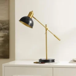 Safavieh Amur 24" Table Lamp with USB Port in Black and Brass