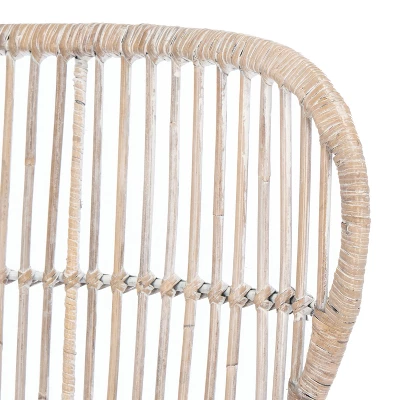 Safavieh Lenu Rattan Accent Chair with Cushion - Grey White Wash 9 Safavieh Lenu Rattan Accent Chair with Cushion - Grey White Wash - Image 7