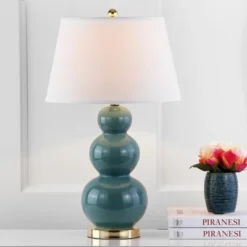 Safavieh Pamela 28" Triple Gourd Ceramic Table Lamp Set in Marine Blue -Safavieh Furniture GUEST 0a5fbb5d b200 469d bdb2 52168a0bd01e