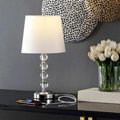 Safavieh Nola 16-Inch Stacked Crystal Ball Table Lamp Set - Grey/Clear 4 Safavieh Nola 16-Inch Stacked Crystal Ball Table Lamp Set - Grey/Clear - Image 2