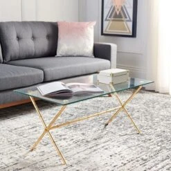 Safavieh Brogen Accent Coffee Table with Glass Top
