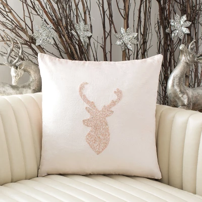 Safavieh Rein Beaded Reindeer Velvet Decorative Pillow 4 Safavieh Rein Beaded Reindeer Velvet Decorative Pillow - Image 2
