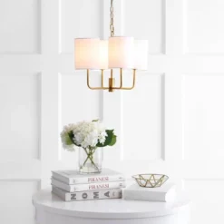 Safavieh Elias Brass Gold Chandelier with Off-White Cotton Shades 10 Safavieh Elias Brass Gold Chandelier with Off-White Cotton Shades -Safavieh Furniture GUEST 0bfa1c94 4661 43e3 b862 3625b945e0ed