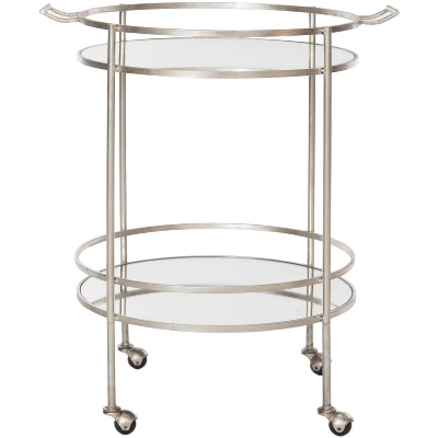 Safavieh Lavinia Mirrored Iron Bar Cart 6 Safavieh Lavinia Mirrored Iron Bar Cart - Image 4