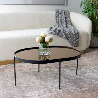 Emmerich Mirrored Coffee Table - Rose Gold/Black - Safavieh 3 Emmerich Mirrored Coffee Table - Rose Gold/Black - Safavieh
