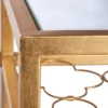 Safavieh Hanzel Gold Leaf Glass Side Table with Quatrefoil Shelf