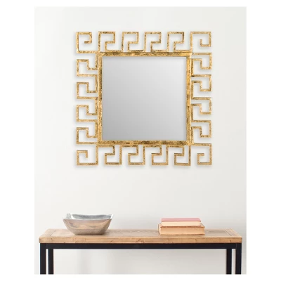 Safavieh Calliope Greek Key Square Decorative Wall Mirror - Antique Gold 4 Safavieh Calliope Greek Key Square Decorative Wall Mirror - Antique Gold - Image 2