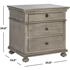 Safavieh Couture Allisyn 3-Drawer Wood Nightstand with Lockable Top Drawer -Safavieh Furniture GUEST 1570fce1 e71b 4289 a141 50f6a7e3db2e