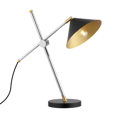 Safavieh Duane Table Lamp - 23.5 Inch Chrome and Black Modern Desk Light 4 Safavieh Duane Table Lamp - 23.5 Inch Chrome and Black Modern Desk Light - Image 2