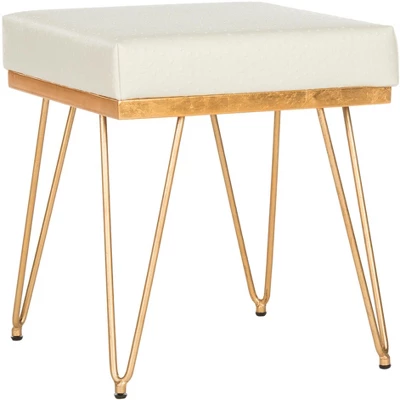 Safavieh Jenine Faux Ostrich Square Bench in Cream and Gold 4 Safavieh Jenine Faux Ostrich Square Bench in Cream and Gold - Image 2