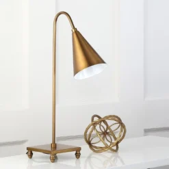 Safavieh Annetta 20-Inch Brass Table Lamp with LED Bulb