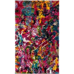 Safavieh Antonia Shag 3'x5' Fuchsia Splatter Modern Accent Rug