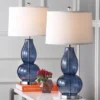 Safavieh Mercurio Double Gourd Table Lamps, Blue Glass - Set of 2 -Safavieh Furniture GUEST 1ad4e754 318a 4efd 96ea c6c3d3313764