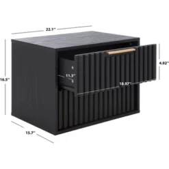 Safavieh Lylia 2-Drawer Floating Nightstand - Walnut & Black (NST9615) -Safavieh Furniture GUEST 1af73fff 6cfc 4d42 9184 68139a6a2a84