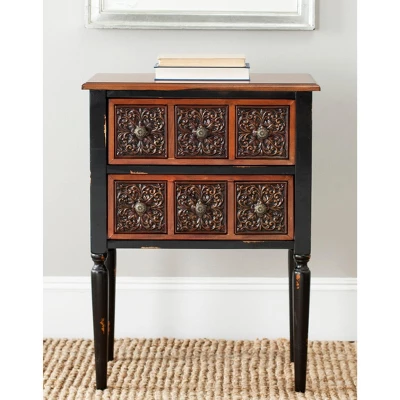 Safavieh Kenneth 2-Drawer Side Table in Dark Brown 3 Safavieh Kenneth 2-Drawer Side Table in Dark Brown