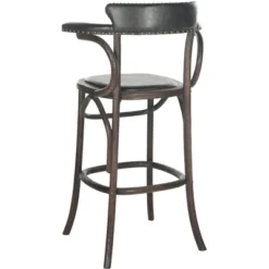 Kenny Bar Stool Brass Nail Heads - Antique Black - Safavieh -Safavieh Furniture GUEST 24a421c7 2cbc 4140 8b5d a597cf8f1cda