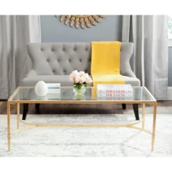 Safavieh Antwan Coffee Table - Elegant Gold Iron & Tempered Glass