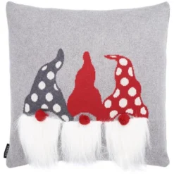 Safavieh Trio Elves Decorative Holiday Pillow - Grey & Red (18" x 18")
