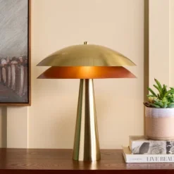 Safavieh Rafaela 18" Brass Table Lamp - Modern Bedside & Office Lighting -Safavieh Furniture GUEST 2956410a ffbd 4d91 8dcf b955d9b33b6d