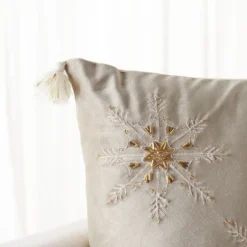 Safavieh Simone Snowflake Velvet Pillow with Gold Beaded Accents -Safavieh Furniture GUEST 2bd646a0 135f 485c bb5d ad0dd9572030
