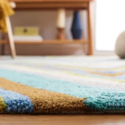 Safavieh Scarlett Collection Blue/Multi Stripes Hand Hooked Accent Rug - 2'3" x 3'9" -Safavieh Furniture GUEST 2c0783f2 46ad 4407 a958 99b0fef91f0e