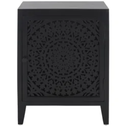 Safavieh Thea 1-Door Carved Wood Nightstand in Brown