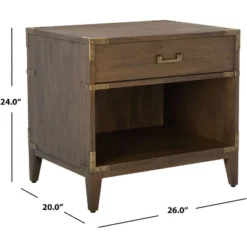 Safavieh Nisha 1-Drawer Wood Nightstand in Brown - SFV7707 -Safavieh Furniture GUEST 2c3f33e5 d8ea 497f 956e 22bb77694fba