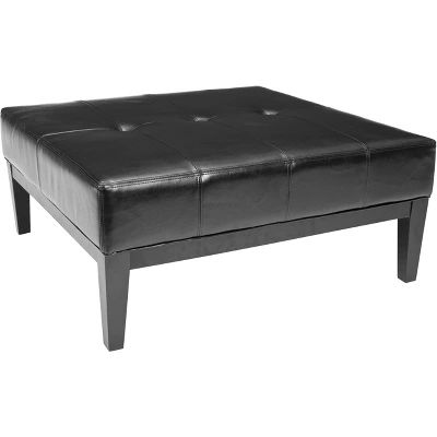 Safavieh Fulton Large Square Cocktail Ottoman in Black Leather 4 Safavieh Fulton Large Square Cocktail Ottoman in Black Leather - Image 2