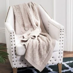 Safavieh Petal Knit Cotton Throw Blanket - Palewisper (50" x 60")