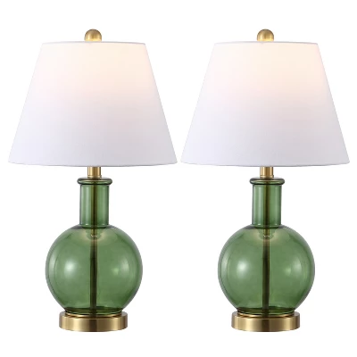Safavieh Camelie 22-inch Green Glass & Brass Table Lamps (Set of 2) 3 Safavieh Camelie 22-inch Green Glass & Brass Table Lamps (Set of 2)