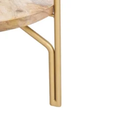 Safavieh Flora Round Coffee Table - Natural Mango Wood & Brass -Safavieh Furniture GUEST 3025dc36 39a7 4de1 846d 3a36c8abe2c1