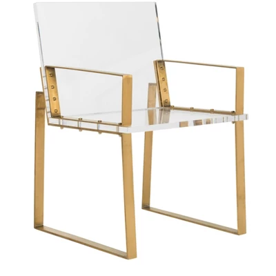 Safavieh Langston Acrylic Arm Chair with Brass Finish 4 Safavieh Langston Acrylic Arm Chair with Brass Finish - Image 2