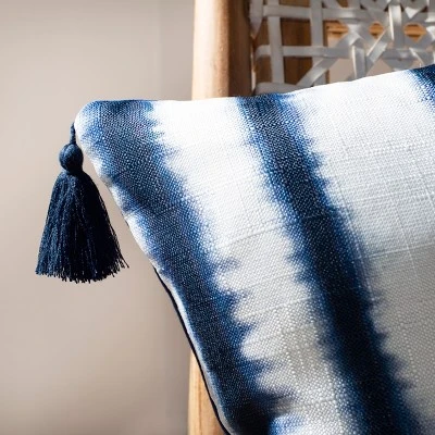 Safavieh Cassia Navy and White Tie-Dye Tasseled Throw Pillow 4 Safavieh Cassia Navy and White Tie-Dye Tasseled Throw Pillow - Image 2