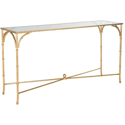 Safavieh Maurice Console Table in Gold and Tempered Glass 4 Safavieh Maurice Console Table in Gold and Tempered Glass - Image 2