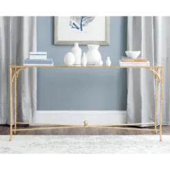Safavieh Maurice Console Table in Gold and Tempered Glass