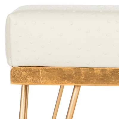 Safavieh Jenine Faux Ostrich Square Bench in Cream and Gold 5 Safavieh Jenine Faux Ostrich Square Bench in Cream and Gold - Image 3