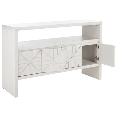 Safavieh Zella 4-Door White Console Table with Geometric Facade 4 Safavieh Zella 4-Door White Console Table with Geometric Facade - Image 2