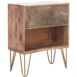 Safavieh Solene 1 Drawer Nightstand in Natural Wood & Brass -Safavieh Furniture GUEST 3cccc82e 8d41 4713 9fbd 23fba7d83e09