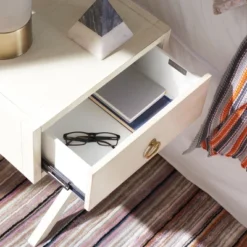 Safavieh Sadie 1-Drawer Nightstand in Navy with Gold Accents