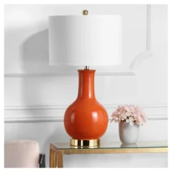 Safavieh Paris 27.5-Inch Ceramic Table Lamp with Cotton Drum Shade -Safavieh Furniture GUEST 3f3a0c79 401b 4a19 b76b b7d9e6064afc