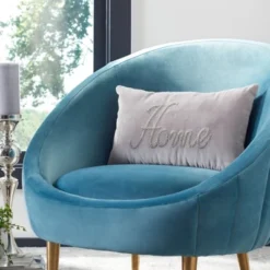 Safavieh Home Beaded Script Velvet Pillow in Grey, 12" x 20"