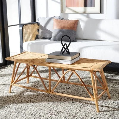 Safavieh Montgomery Rattan Coffee Table - Elegant Bamboo Frame Design 4 Safavieh Montgomery Rattan Coffee Table - Elegant Bamboo Frame Design - Image 2