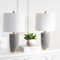 Safavieh Lonen Grey and Gold Ceramic Table Lamps (Set of 2)